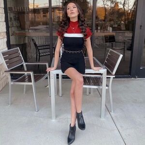 High Neck Ribbed Bodycon Dress